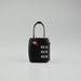 Portable Luggage TSA Lock - A portable black luggage TSA lock with a silver shackle and three rotating dials for the combination.