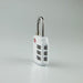 Portable Luggage TSA Lock - A portable white luggage lock with a silver shackle and a four-digit combination dial, featuring a logo.
