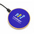 Crescent Illuminating Wireless Charger - A circular wireless charger with a wooden base and a blue top featuring a logo.