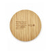 Crescent Illuminating Wireless Charger - A round wireless charger made of bamboo, featuring a smooth, natural wood finish and a logo.