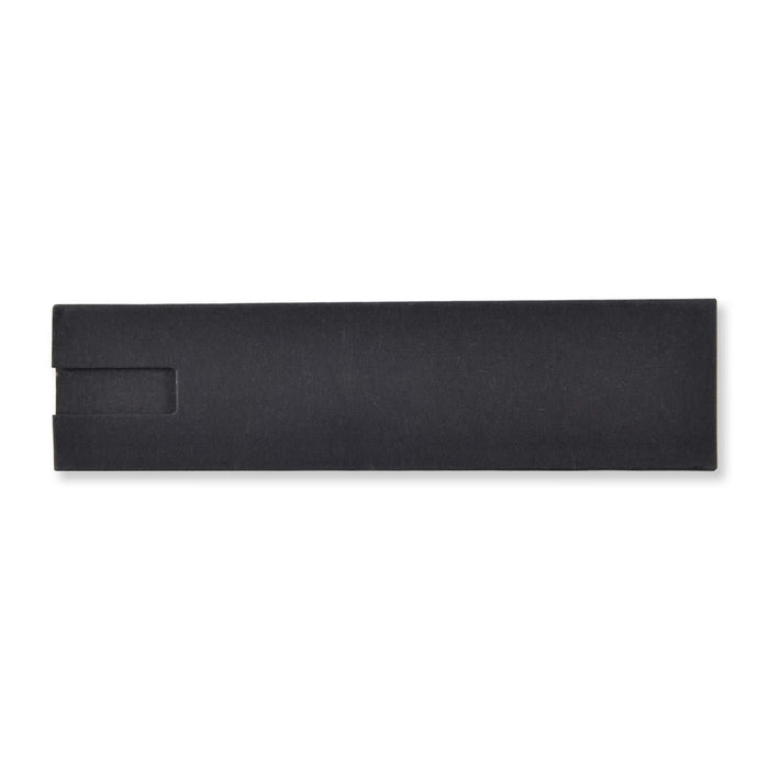 Maddie Gel Ink Pen - A sleek black promotional pen case featuring a minimalist design and a slot for the pen.