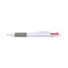 Supra 4 Colour White Pen - A plastic pen featuring four colors—red, blue, green, and black—within a white body and a gray grip.