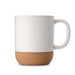 The Brew Ritual - A coffee mug with a white ceramic body and a cork base, featuring a simple design and a handle.