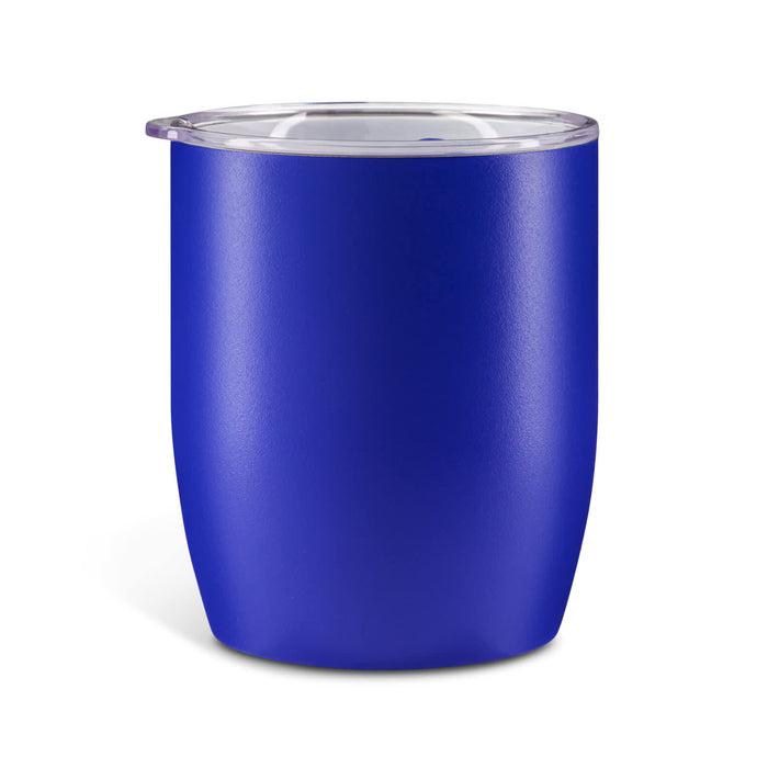 The Refuel Pack - A purple coffee cup with a clear lid and a smooth finish, featuring a branding logo.