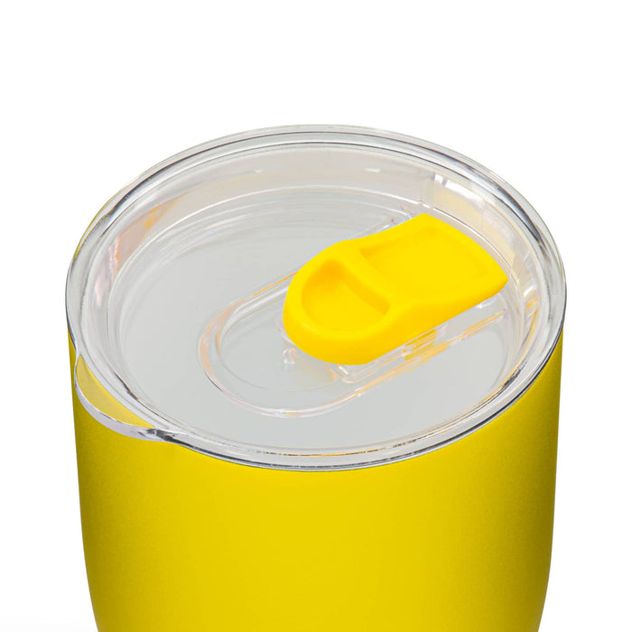 Indiana Coffee Cup - A drink bottle in bright yellow with a clear lid and yellow opening mechanism, displaying a sleek design.