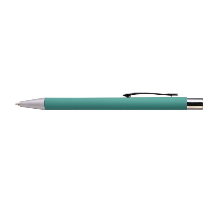 Aspen Aluminium Pen - A metal pen in teal color with a silver clip and tip, designed for writing.