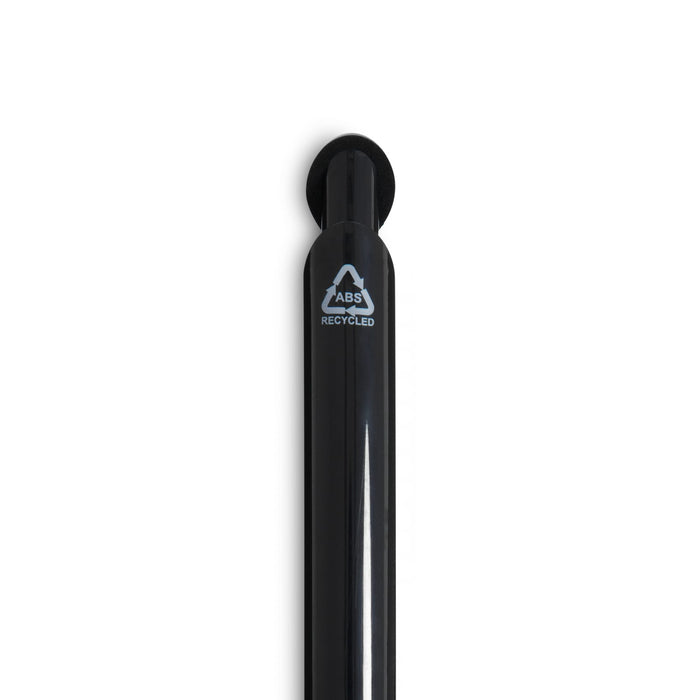 Octave Gel Ink Pen - A black gel ink pen with a smooth barrel and a recycling symbol on the side. It features a branding logo.