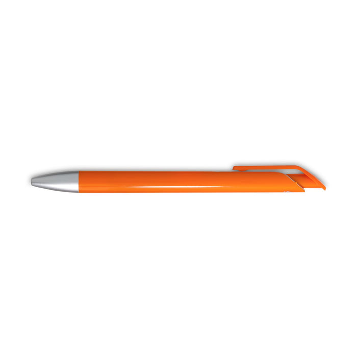 Octave Gel Ink Pen - An orange gel ink pen with a silver tip and cap, featuring a smooth and streamlined design.