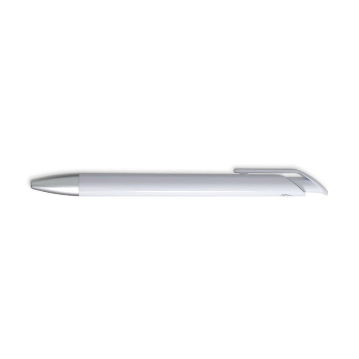 Octave Gel Ink Pen - A white gel ink pen featuring a silver clip and trim, with a sleek and modern design.