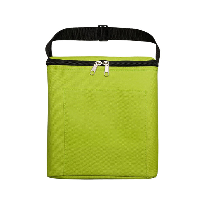 The Knock Off for Christmas Pack - A green cooler bag with a zippered top and a front pocket, featuring a black carrying strap.