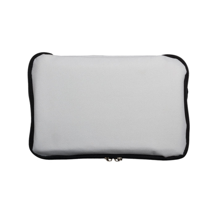 The Knock Off for Christmas Pack - A gray cooler bag with a black zipper and trim, featuring a logo on the front.