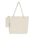 The Courtside Carry - A cream-coloured tote bag with a rope handle and a side pouch. It has a simple, minimalist design.