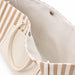 Hampton Tote Bag by The Line Edit. - A tan and cream striped tote bag featuring a spacious interior and a snap closure.