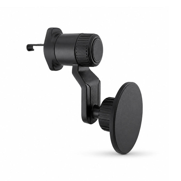 Anchor by Nomis Car Phone Holder - A black car phone holder with a suction mount and adjustable grip. It features a sleek design and a circular base.