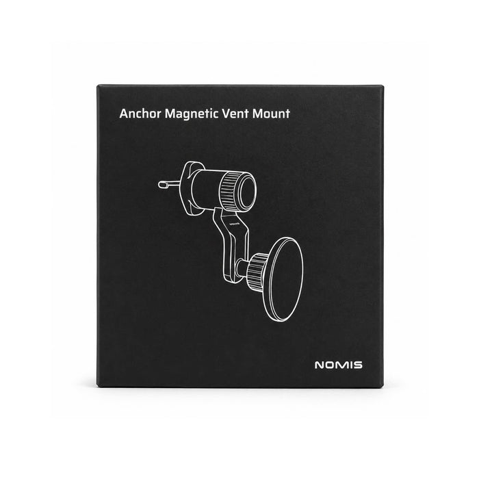 Anchor by Nomis Car Phone Holder - A black box featuring a white line drawing of the Anchor by Nomis Car Phone Holder, with a logo.