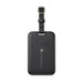 Jet Luggage Tag Tracker - A black luggage tag tracker with a strap and a logo on the front, featuring a power button.