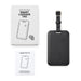 Jet Luggage Tag Tracker - A black luggage tag tracker with a strap, accompanied by an instruction manual and packaging.