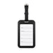 Jet Luggage Tag Tracker - A sleek black luggage tag tracker with a transparent window for personal information and a sturdy attachment strap.