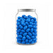 Corporate Colour Jelly Beans in Clear Can 210g - A clear can filled with glossy blue jelly beans, showcasing their vibrant colour and smooth texture.