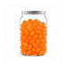 Corporate Colour Jelly Beans in Clear Can 210g - A clear can filled with vibrant orange jelly beans, showcasing their glossy texture.