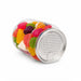 Jelly Party Mix in Clear Can 150g - A clear can filled with colourful jelly sweets, including shapes like berries, cubes, and more.