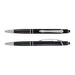 Tech Pack Essential - A black aluminium pen with chrome accents, featuring a textured grip and a clip. It includes a branding logo.