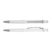 The Ultimate Welcome - Tea Edition - A white aluminium pen with silver accents, featuring a grooved grip and a clip. The pen has a sleek, modern design.