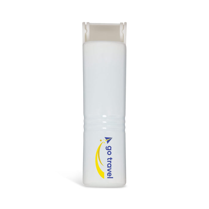 Mini Lint Roller - A white mini lint roller with a logo, featuring a compact, travel-friendly design.