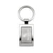 Frame Keytag - A silver keytag with a rectangular frame and a circular keyring, featuring a branded logo.