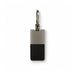 Mario Keytag - A sleek keytag featuring a black leather base and a silver metallic top, attached to a metal ring.