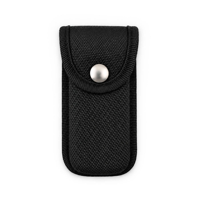 Trail Multi Tool - A black fabric pouch with a snap closure, designed to hold a multi-tool. It features a textured surface and rounded edges.