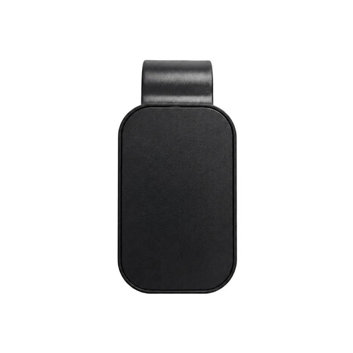 Visor Glasses Holder - A black visor glasses holder with a sleek, rounded rectangular design and an attachment clip at the top.