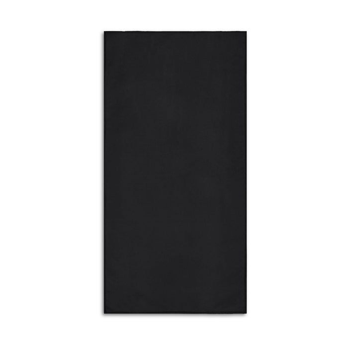 Vision Sports Towel - A black sports towel with a smooth texture and a logo, designed for promotional use.