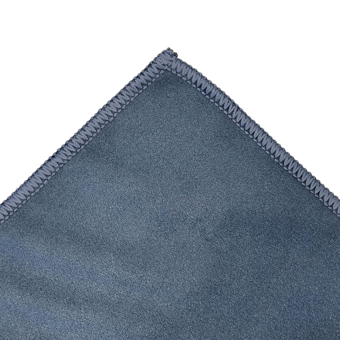 Vision Sports Towel - A blue sports towel with a stitched edge, featuring a logo in the corner. Ideal for gym or outdoor activities.