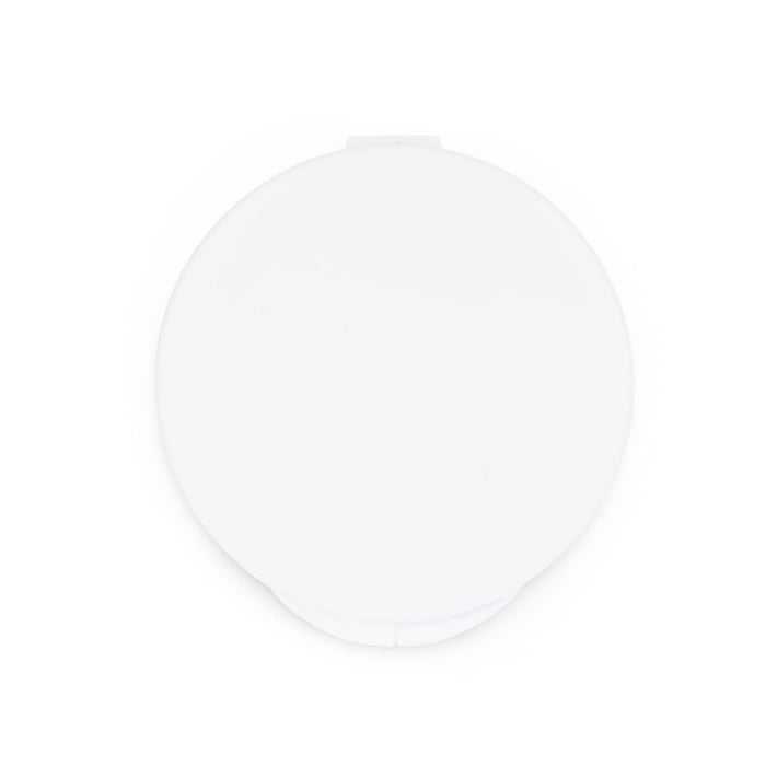 Nico Type C Earbuds - A round, white case for storing Nico Type C earbuds, featuring a smooth surface and a hinged opening.
