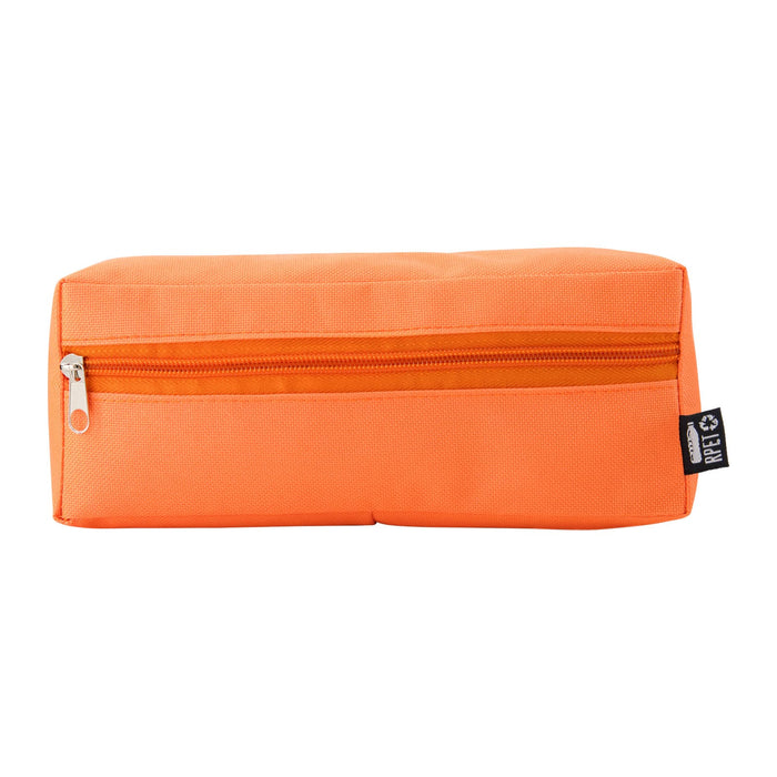 Tech Pack Charge - An orange utility case with a zippered compartment and a small logo on the side.