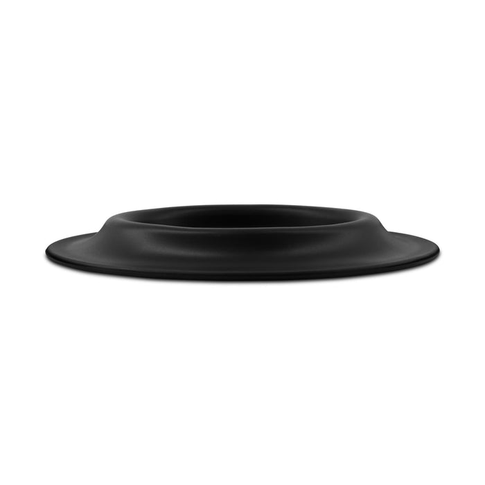 Sip n Fly Pet Bowl - A black pet bowl with a shallow, wide design. It features a smooth finish and has a logo.