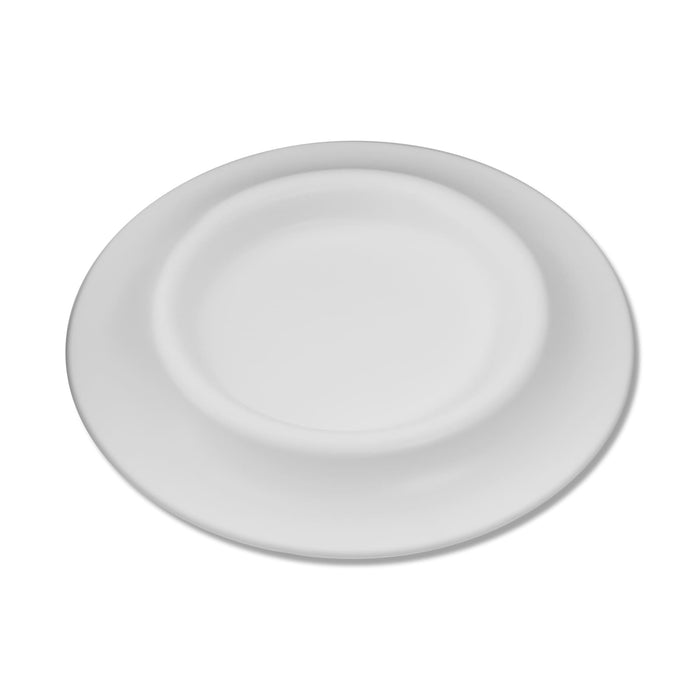 The Walkies Pack - A white, round plate with a smooth surface and a slightly raised rim, featuring a simple design.