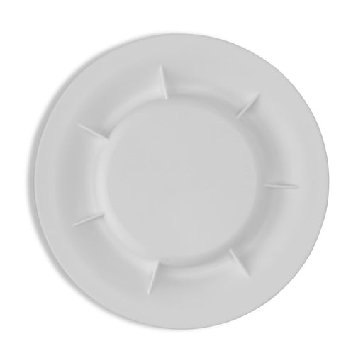 Sip n Fly Pet Bowl - A white pet bowl featuring a raised rim and four notches for stability. It has a simple, smooth design.