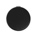 The Polished Traveller - A round black product with a textured surface and a metallic clasp, featuring a logo on the side.