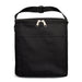 The Pause Pack - A black insulated cooler bag with a zippered top and a front pocket. It has an adjustable strap for easy carrying.