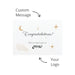 The Carry-On Graze - A white card featuring gold stars and text with a logo at the bottom, designed for custom messages and congratulations.