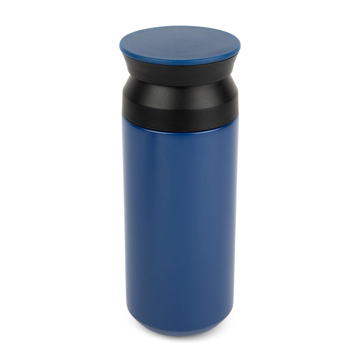 The Carry-On Graze - A blue drink bottle with a black lid, featuring a sleek design and a subtle logo.