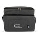 Bubbles & Beachdays - A grey cooler bag with a zippered top, featuring a front pocket and a logo.