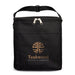 The Pause Pack: Christmas Edition - A black insulated cooler bag featuring a front pocket and a logo on the front. It has a zip closure and handle.