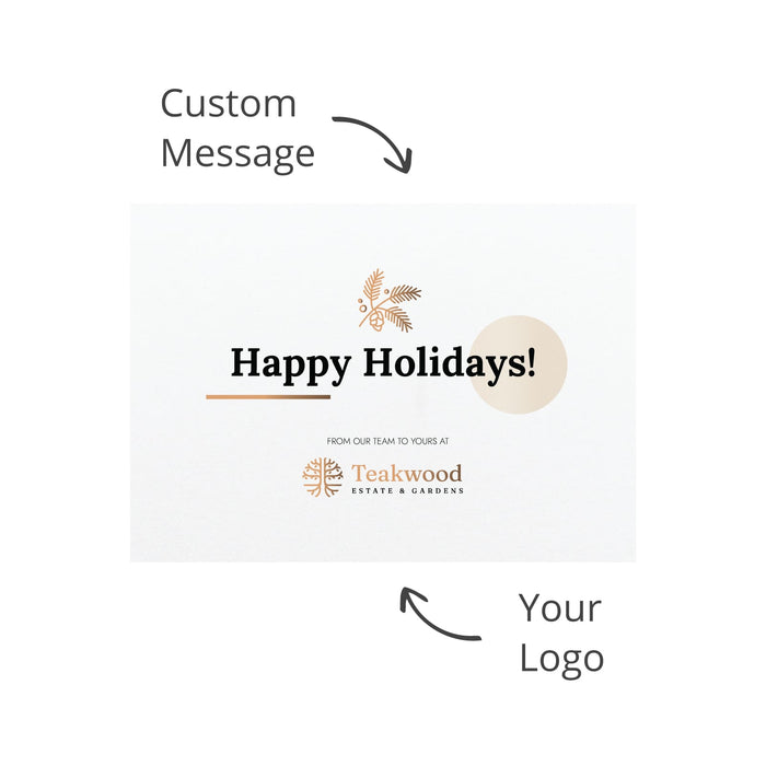 The Pause Pack - A promotional card with a white background, featuring a festive design, and space for custom messages and logos.