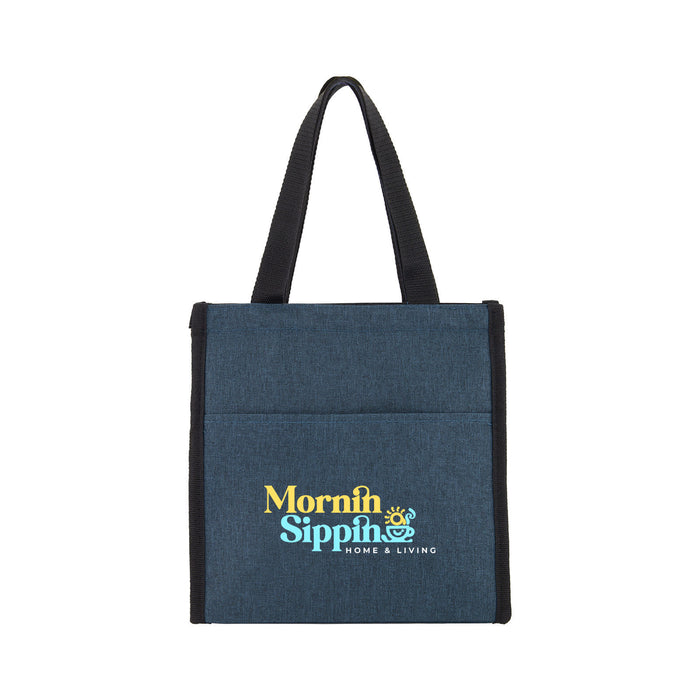The Refuel Pack - A promotional bag in navy with black handles and a logo in yellow and blue text.