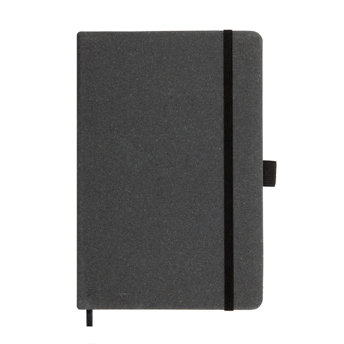 The Ultimate Welcome - Tea Edition - A grey notebook with a black elastic band closure and a ribbon bookmark. It has a simple, sleek design.