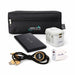 Tech Pack Executive - A black zippered pouch containing a portable charger, universal power adaptor, USB cable, and wireless charging pad.