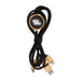Tech Pack Power - A set of black charging cables with wooden ends, secured with a round wooden holder featuring a logo.